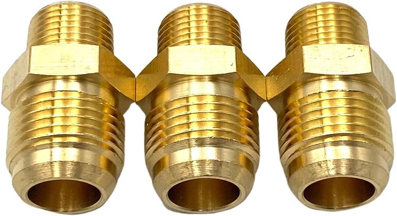 Bumugufu 3 Pcs Brass Flare Tube Fittings, 3/8 Inch NPT x 5/8" Flare Male Half-Union Gas Adapters for LP and Natural Gas and Fuel System - Image 5